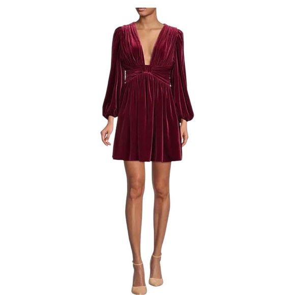 Gianni Bini MARIAH Velvet Plunging Neckline Mini Color JAM - Picture 4 of 9